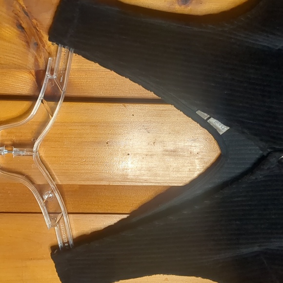 TWIK* black corduroy sleeveless button front midi dress size M pewter hardware - Picture 7 of 12